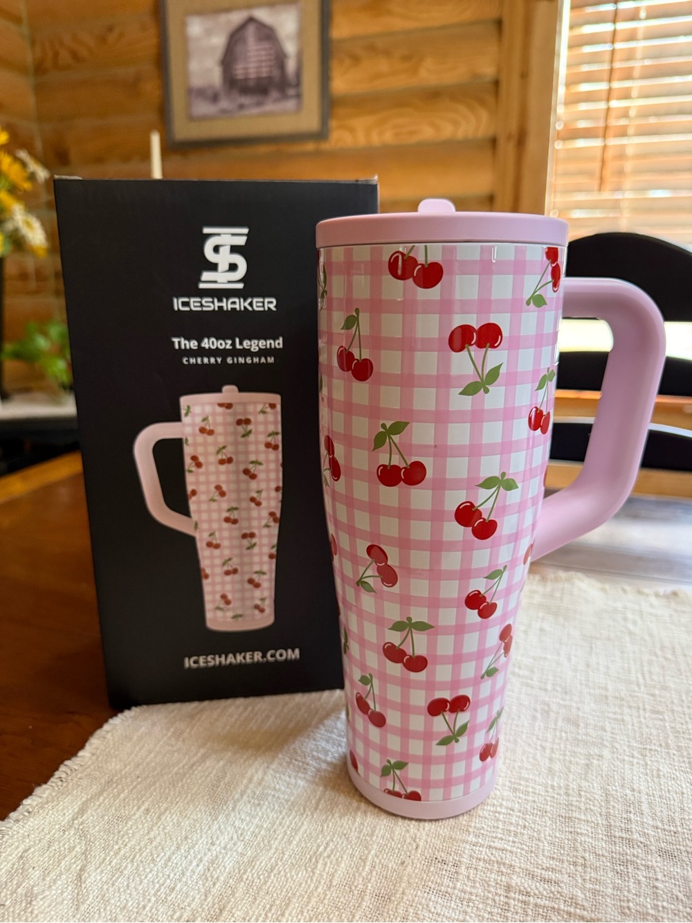 CHERRY GINGHAM IceShaker 40oz Legend Tumbler • LEAKPROOF
